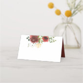 Carte De Placement Elégante Fleurs Rouges Verdure Aquarelle Florale (Dos)