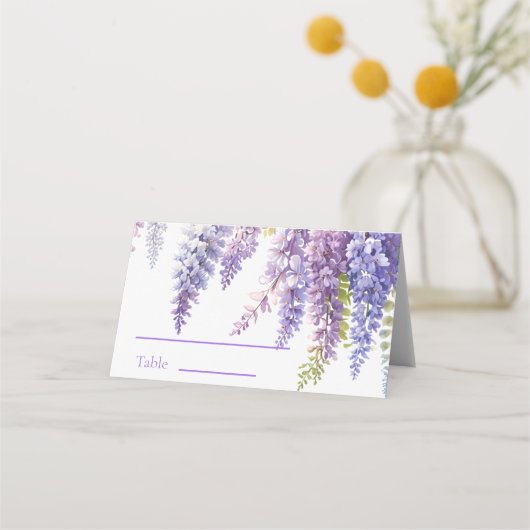 Carte De Placement Elégante glycine d'aquarelle violette florale (Devant)