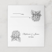 Carte De Placement Elégante Hydrangea Bouquet Mariage Couple (Extérieur déplié)