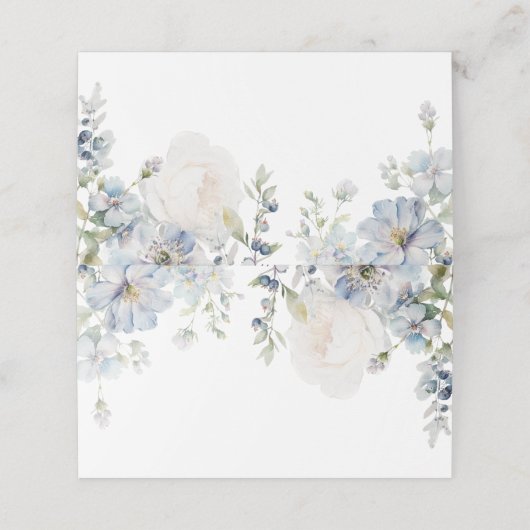 Carte De Placement Elégante Hydrangée Bleue & Mariage Rose (Extérieur déplié)