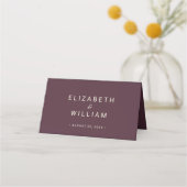 Carte De Placement Elégante laque simple cerise, Mariage Monogramme (Dos)