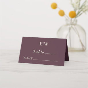 Carte De Placement Elégante laque simple cerise, Mariage Monogramme