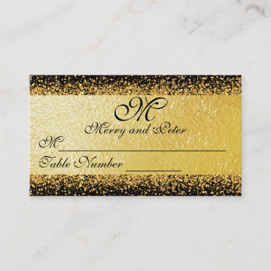 Carte De Placement Elégante Parties scintillant or Confetti sur Noir (Devant)