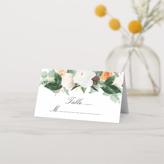 Carte De Placement Elégante Pêche blanc Aquarelle Mariage de automne  (Devant)