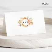 Carte De Placement Elégante Pêche et crème avec Mariage Monogram