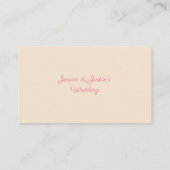 Carte De Placement Elégante Pêche Et Mariage Floral Rose (Dos)