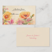 Carte De Placement Elégante Pêche Et Mariage Floral Rose (Devant / Derrière)