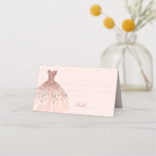 Carte De Placement Elégante Quinceañera espagnole Mis Quince Rose ros