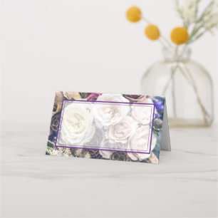 Carte De Placement Elégante Réception De Mariage Floral Violet