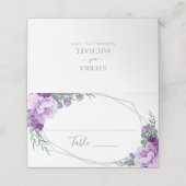 Carte De Placement Elégante Réception de mariage florale violet et ar (Extérieur déplié)