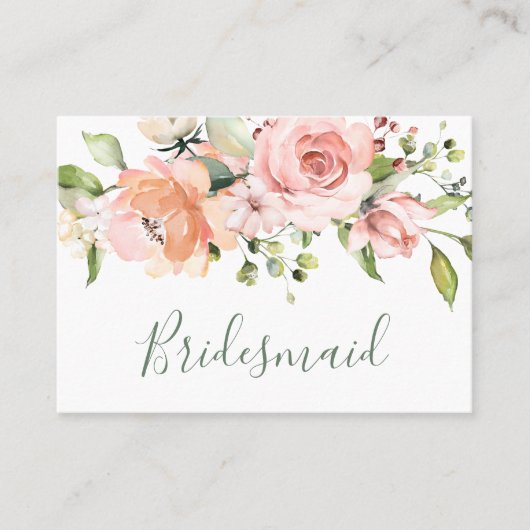 Carte De Placement Élégante rose d'abricot rose Mariage Bridesmaid (Devant)