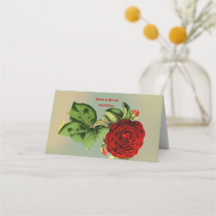 Carte De Placement Élégante Rose rouge Romantique Mariage floral d'ét