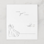 Carte De Placement Elégante table de Mariage B&W Tux & Dress (Extérieur déplié)