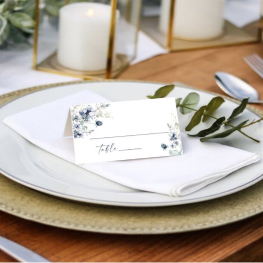 Carte De Placement Elégante table de Mariage de feuillage d'hiver ble