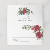 Carte De Placement Élégante table de Mariage de Noël Rouge Poinsettia (Extérieur déplié)