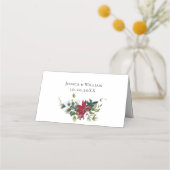 Carte De Placement Élégante table de Mariage de Noël Rouge Poinsettia (Dos)