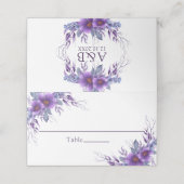 Carte De Placement Élégante table de Mariage floral violet (Extérieur déplié)