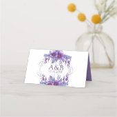 Carte De Placement Élégante table de Mariage floral violet (Dos)