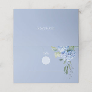 Carte De Placement Elégante table Mariage moderne Blue Hydrangea