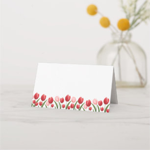 Carte De Placement Élégante Tulipe à fleurs de printemps rose et roug