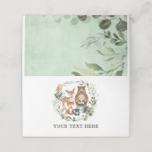 Carte De Placement Élégante verdure Bois Bébé Animaux Anniversaire (Extérieur déplié)