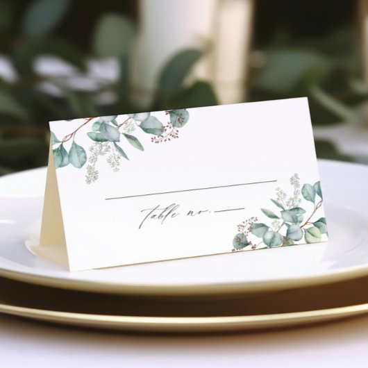 Carte De Placement Elégante verdure Eucalyptus Mariage
