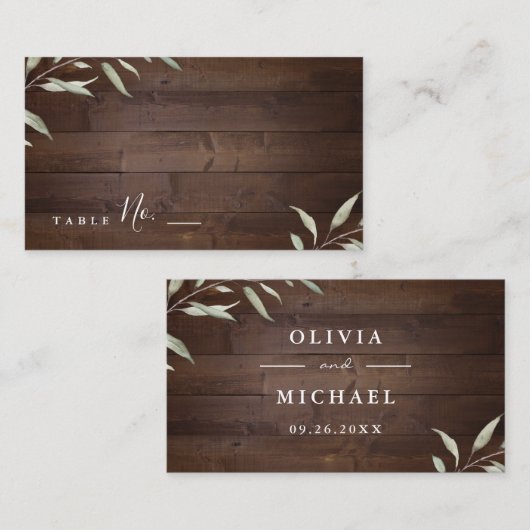 Carte De Placement Élégante verdure grange bois comté mariage rustiqu (Devant / Derrière)