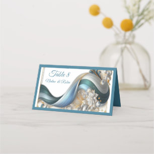 Carte De Placement Élégantes perruques chic en or, argent, bleu, jaun