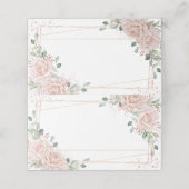 Carte De Placement Élégantes Roses Fleurs Rose Pâle en Or Rose  (Extérieur déplié)