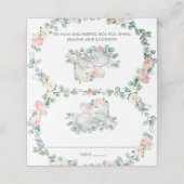 Carte De Placement Eléphant dormant mignon Baby shower floral rose (Extérieur déplié)