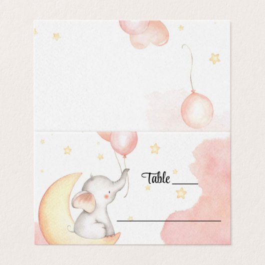 Carte de placement Eléphant rose (Outside Unfolded)