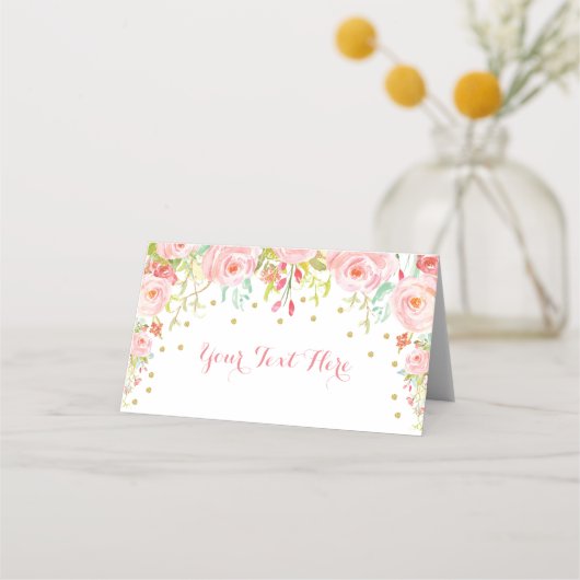 Carte De Placement Eléphant rose Floral Baby shower Anniversaire (Devant)