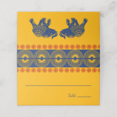 Carte De Placement Eléphants à thème indiens en Mariage bleu royal (Extérieur déplié)