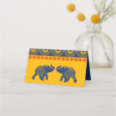 Carte De Placement Eléphants à thème indiens en Mariage bleu royal (Dos)