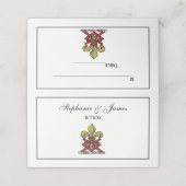 Carte De Placement Emblème Preppy Gold Red Heraldic Crest Fleur de Li (Extérieur déplié)