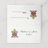 Carte De Placement Emblème Preppy Gold Red Heraldic Crest Fleur de Li (Extérieur déplié)