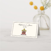 Carte De Placement Emblème Preppy Gold Red Heraldic Crest Fleur de Li (Devant)