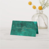 Carte De Placement Emerald Green Aquarelle & Gold Numéro de table (Dos)