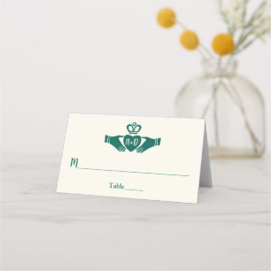 Carte De Placement Emerald Green Celtic Claddagh Adresse du Mariage