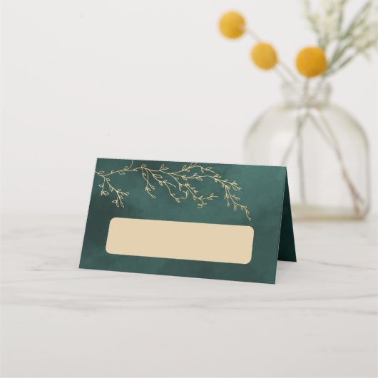 Carte De Placement Emerald Green & Gold Botanical Mariage (Devant)