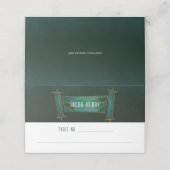 Carte De Placement Emerald Green Mosaic Torah Scroll Bar/Bat mitzvah (Extérieur déplié)