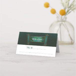 Carte De Placement Emerald Green Mosaic Torah Scroll Bar/Bat mitzvah