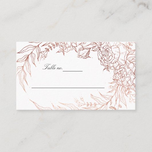 Carte De Placement Emerald Green Rose Gold Flower Mariage (Devant)