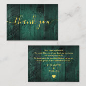Carte De Placement Emerald Green Rustic Grange Mariage Merci (Devant / Derrière)