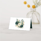 Carte De Placement Emerald Green White Gold Peonies Mariage Table (Dos)