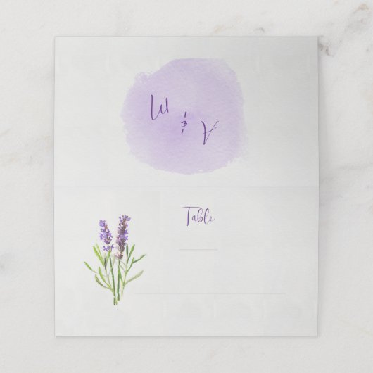 Carte De Placement Emplacement de la table d'aquarelle de lavande (Extérieur déplié)