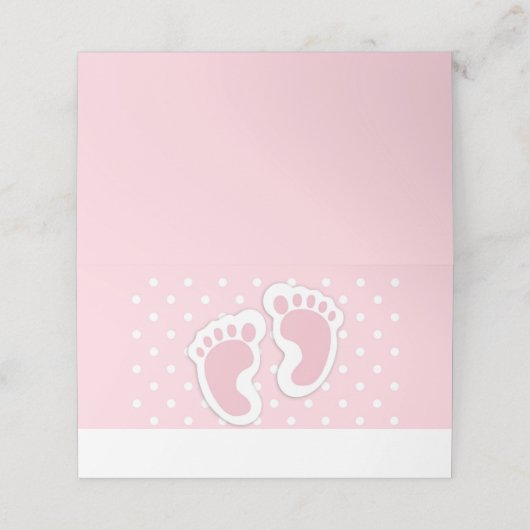 Carte De Placement Empreintes Bébé Rose Cute (Extérieur déplié)