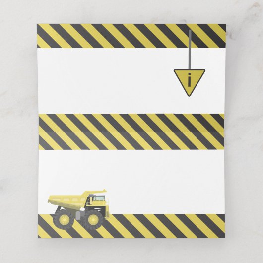 Carte De Placement En construction Anniversaire Activité/Étiquette al (Intérieur déplié)