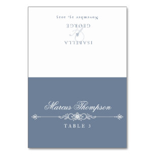 Carte de placement en dentelle vintage bleu poussi