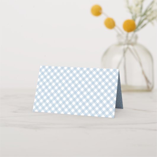 Carte De Placement En vichy bleu mignon vérifier simple baby shower g (Dos)